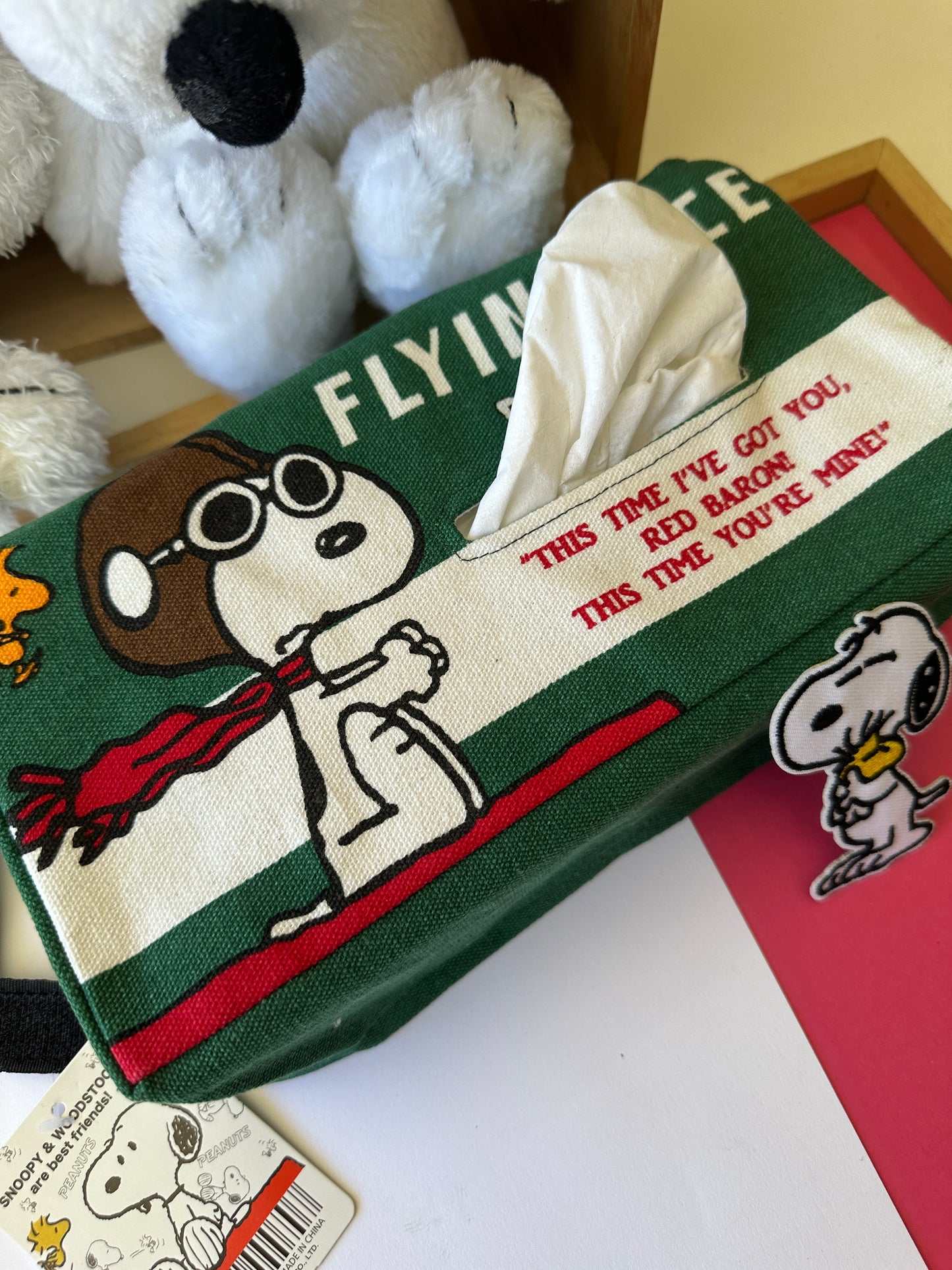 Snoopy Fabric Tissue box Cover with Handle
