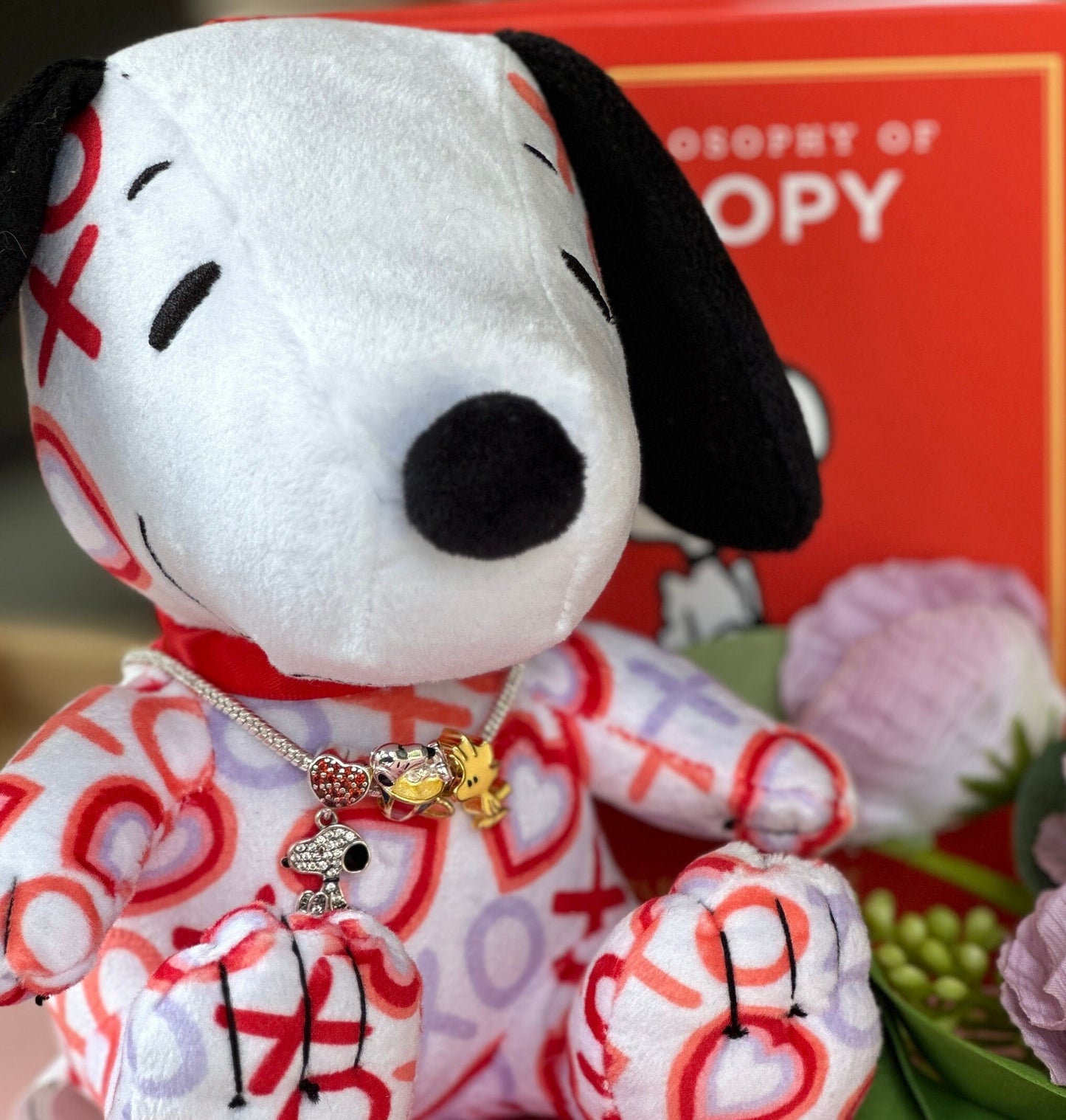 Snoopy with Crystal Heart Woodstock S925 Sterling Silver charms Fit most European Style Bracelets and bangles charms