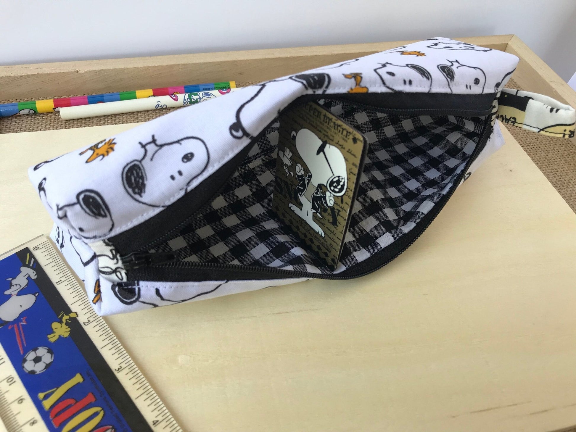 100% Cotton Snoopy Pencil Zipper Pouch - PawFect