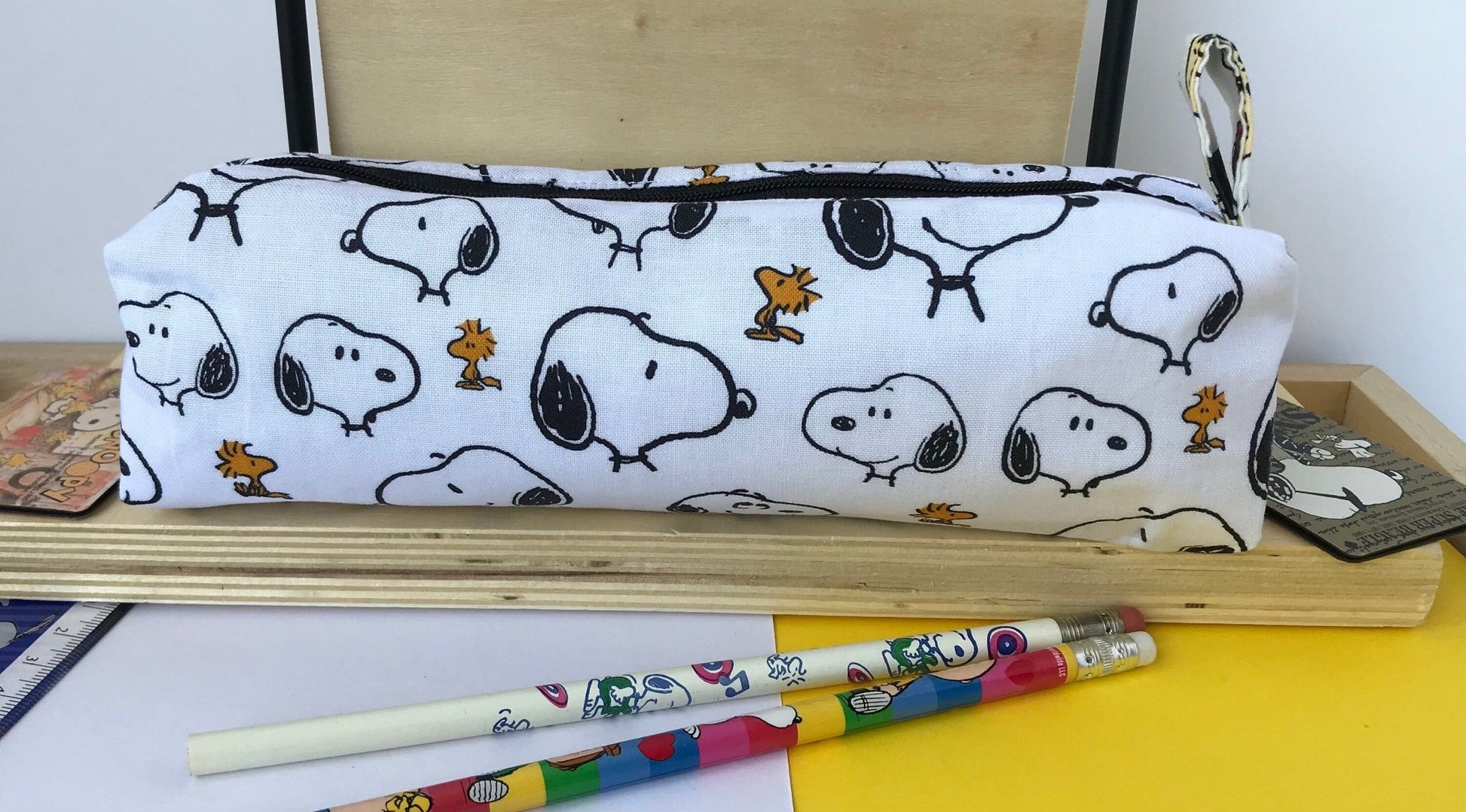 100% Cotton Snoopy Pencil Zipper Pouch - PawFect