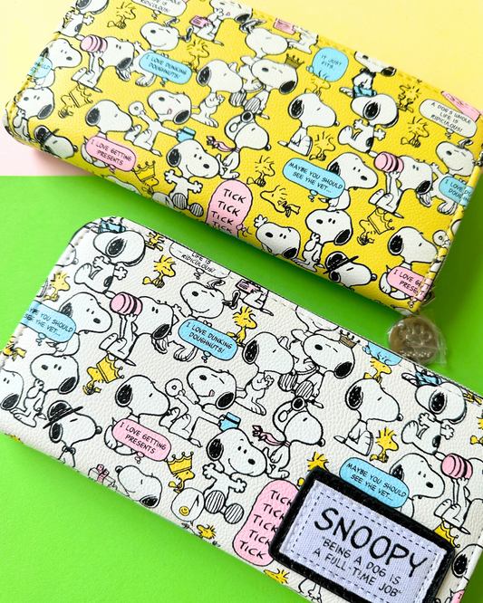 Snoopy Cartoon Design Vegan Faux Leather Long Zip Wallet