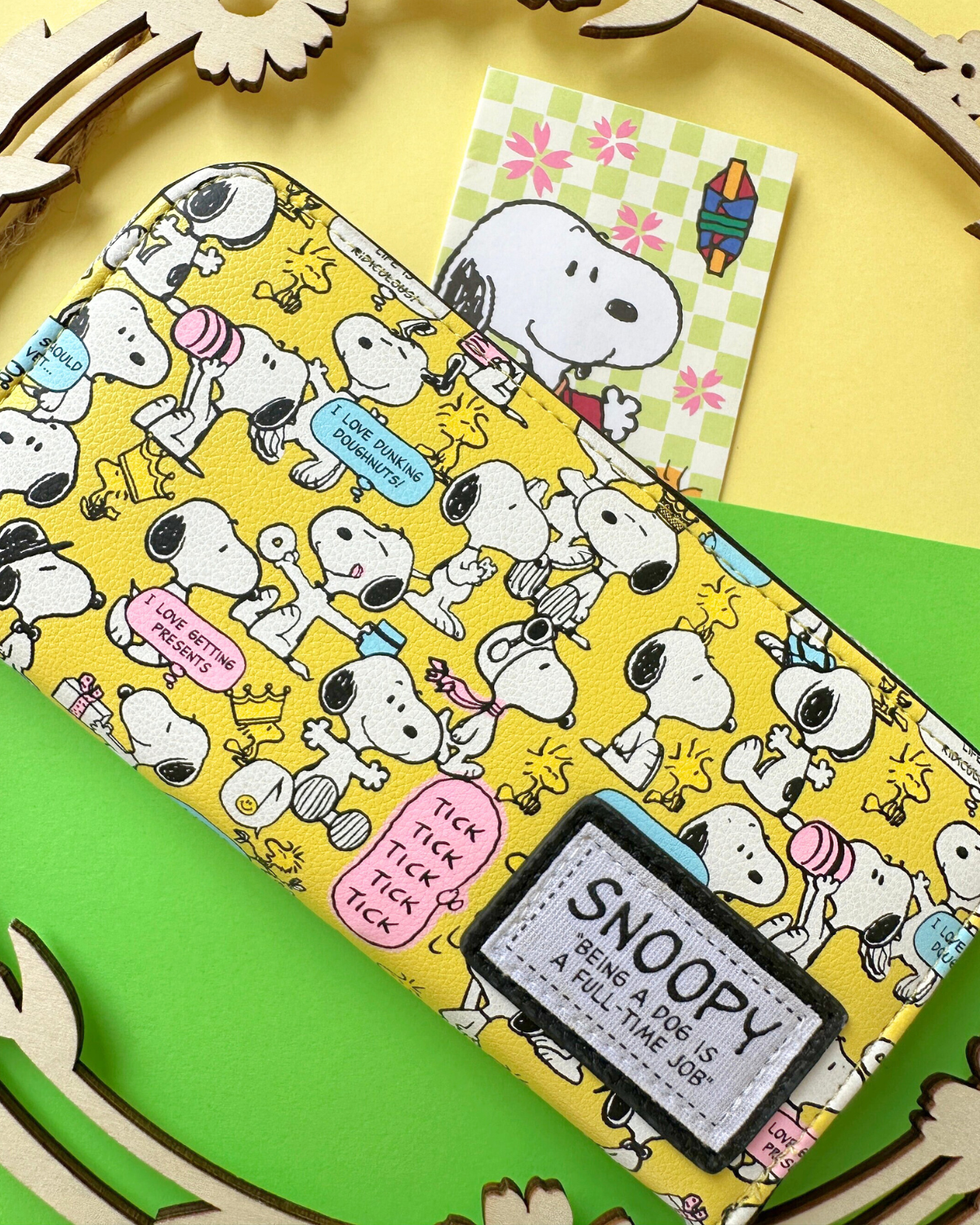 Snoopy Cartoon Design Vegan Faux Leather Long Zip Wallet