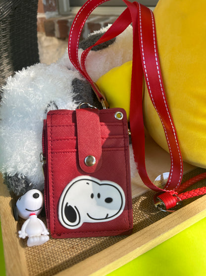 Snoopy Vegan Leather ID Sleeve and Lanyard