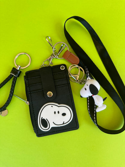 Snoopy Vegan Leather ID Sleeve and Lanyard