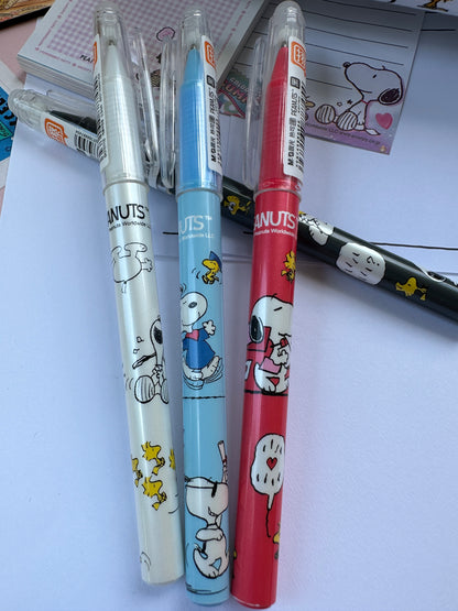 Snoopy and Friends Erasable Gel Pen Set - 0.5mm - Blue