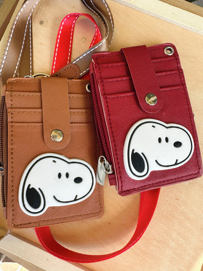 Snoopy Vegan Leather ID/Multi-Holder Carrier with Lanyard