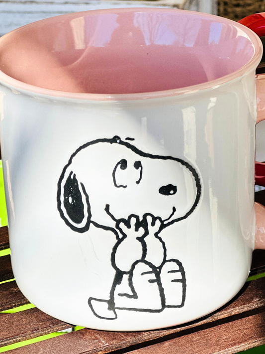 Snoopy Mug Collection - Sweet Pink Snoopy - Large Size 21 oz