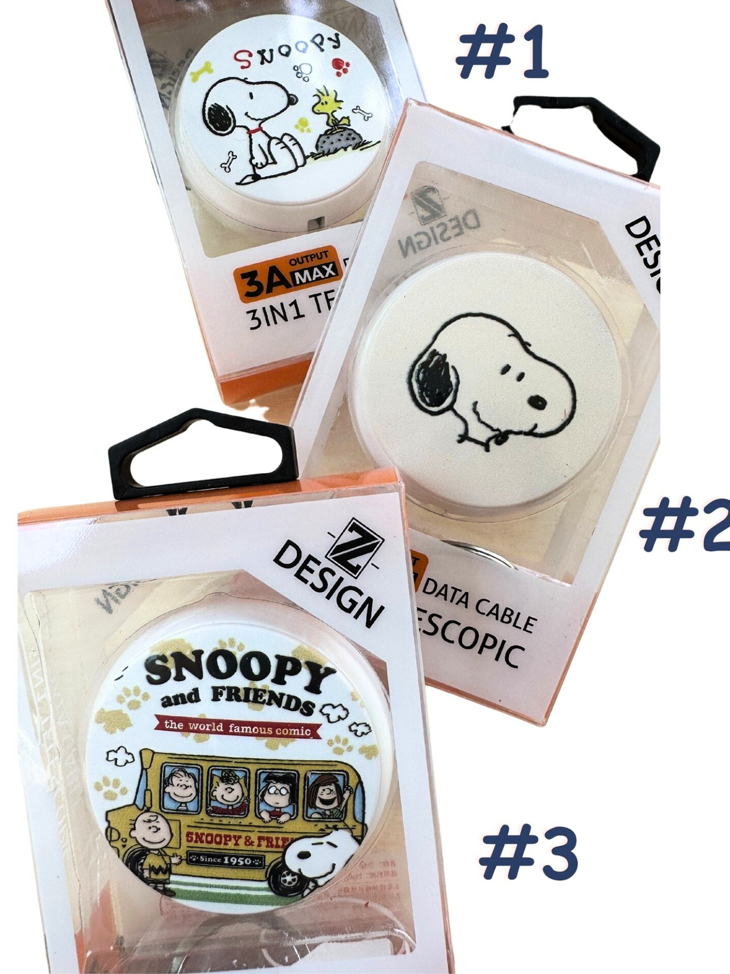 Snoopy and Friends 3-in-1 Lightning Multi-Cable Adapter Key Ring