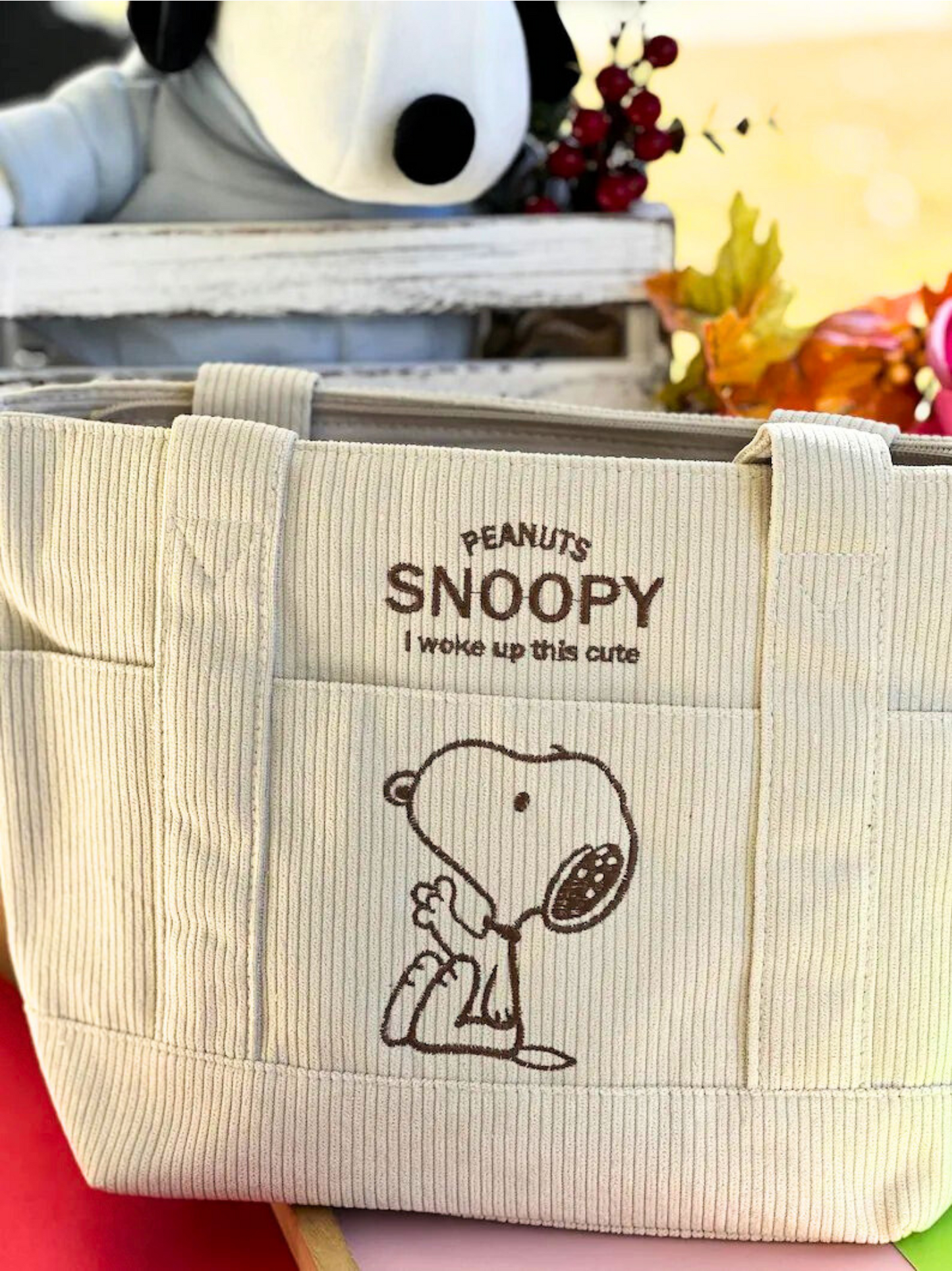 Snoopy Corduroy Tote Bag