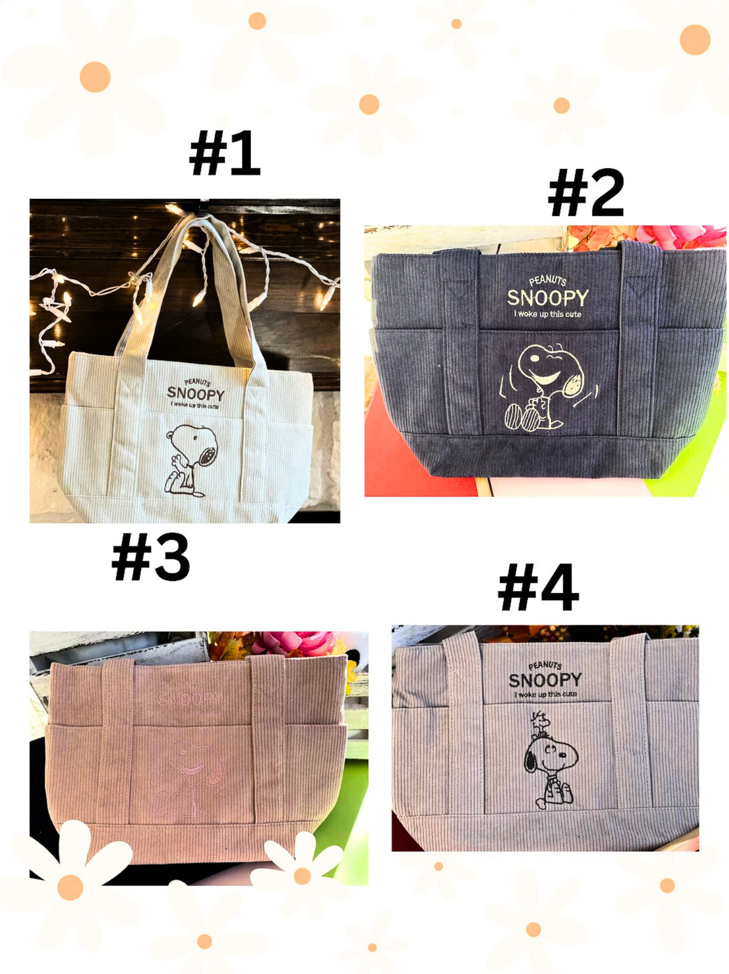 Snoopy Corduroy Tote Bag