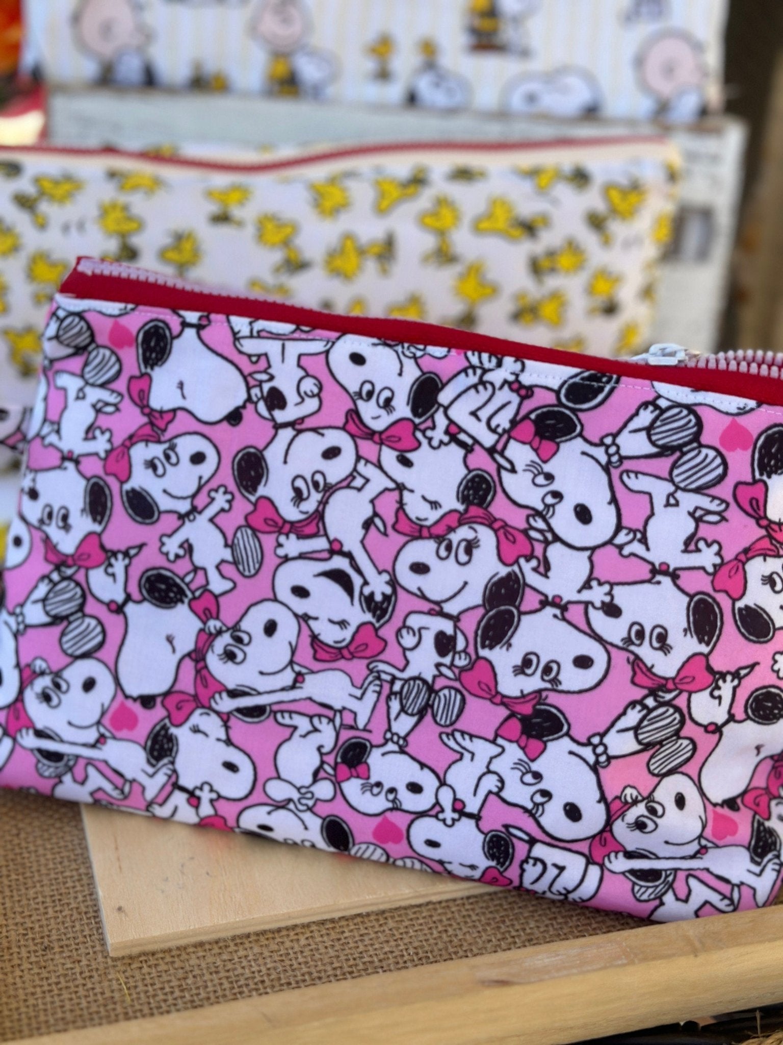 Belle Woodstock 100% Cotton Eco Zipper Pouch - Stationery zipper bag - SnoopBe