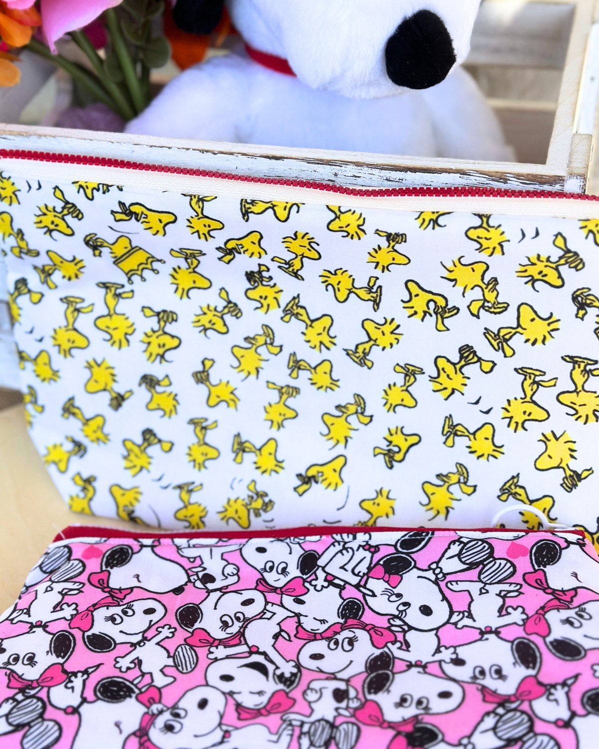 Belle Woodstock 100% Cotton Eco Zipper Pouch - Stationery zipper bag - SnoopBe