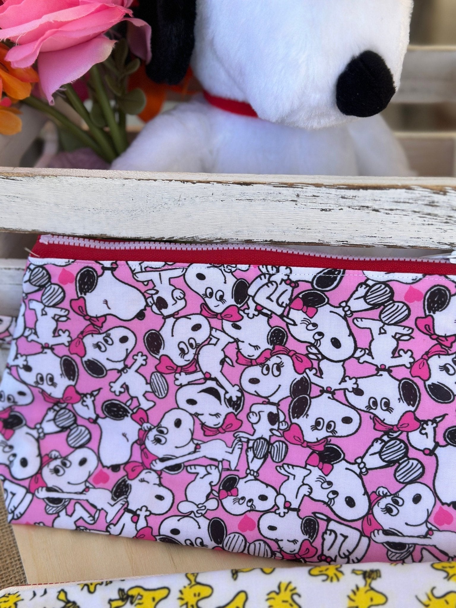 Belle Woodstock 100% Cotton Eco Zipper Pouch - Stationery zipper bag - SnoopBe