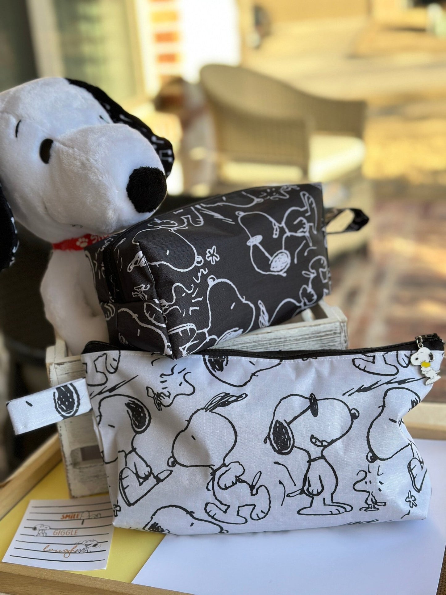 Canvas Snoopy Black and White Waterproof Zipper Pouch - PawFect