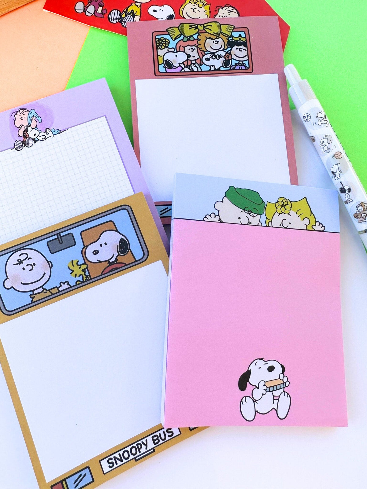 Cartoon Snoopy and Friends Small Note pads Set with Surprise Pen – SnoopBe