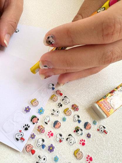 Flower Snoopy Cartoon Mini Nail Art Sticker - SnoopBe