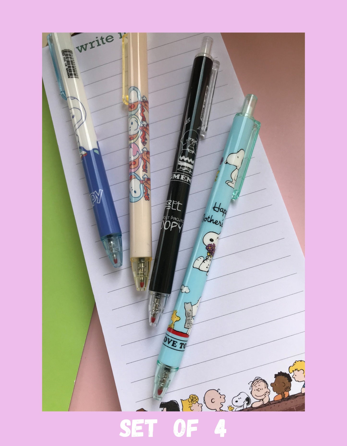 Snoopy and his friends Peanuts Gel writing pen- mystery design-0.5mm black ink-cartoon design- gift for teacher student office craft