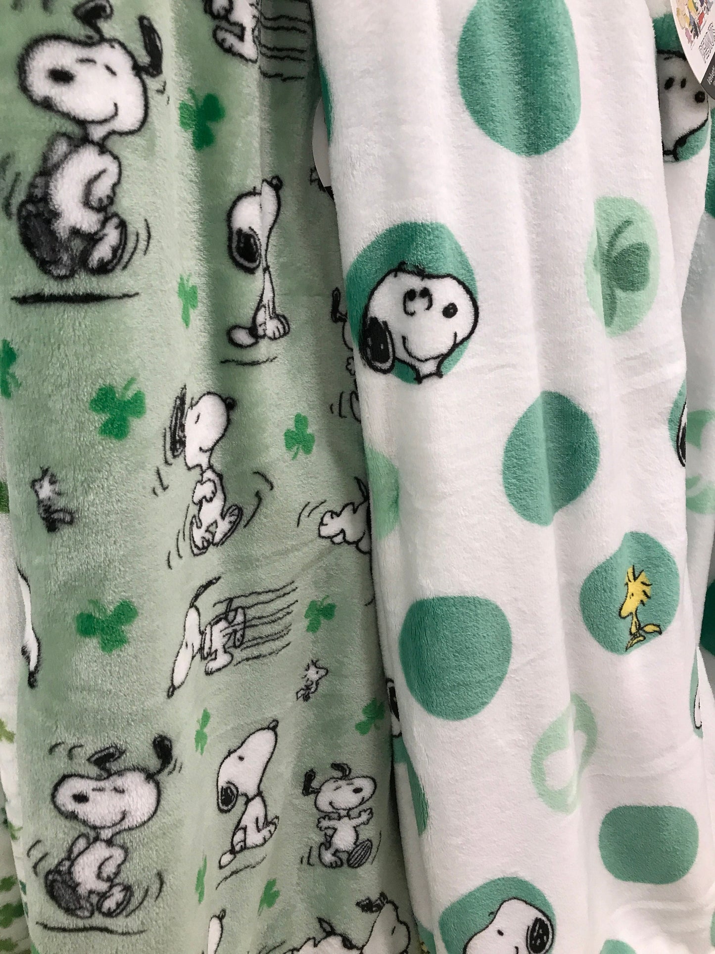 Snoopy Throw St. Patrick Collection-Character Green white  Blanket- Gift for friends- Berkshire  Lucky  blanket