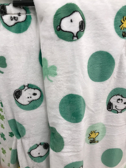 Snoopy Throw St. Patrick Collection-Character Green white  Blanket- Gift for friends- Berkshire  Lucky  blanket