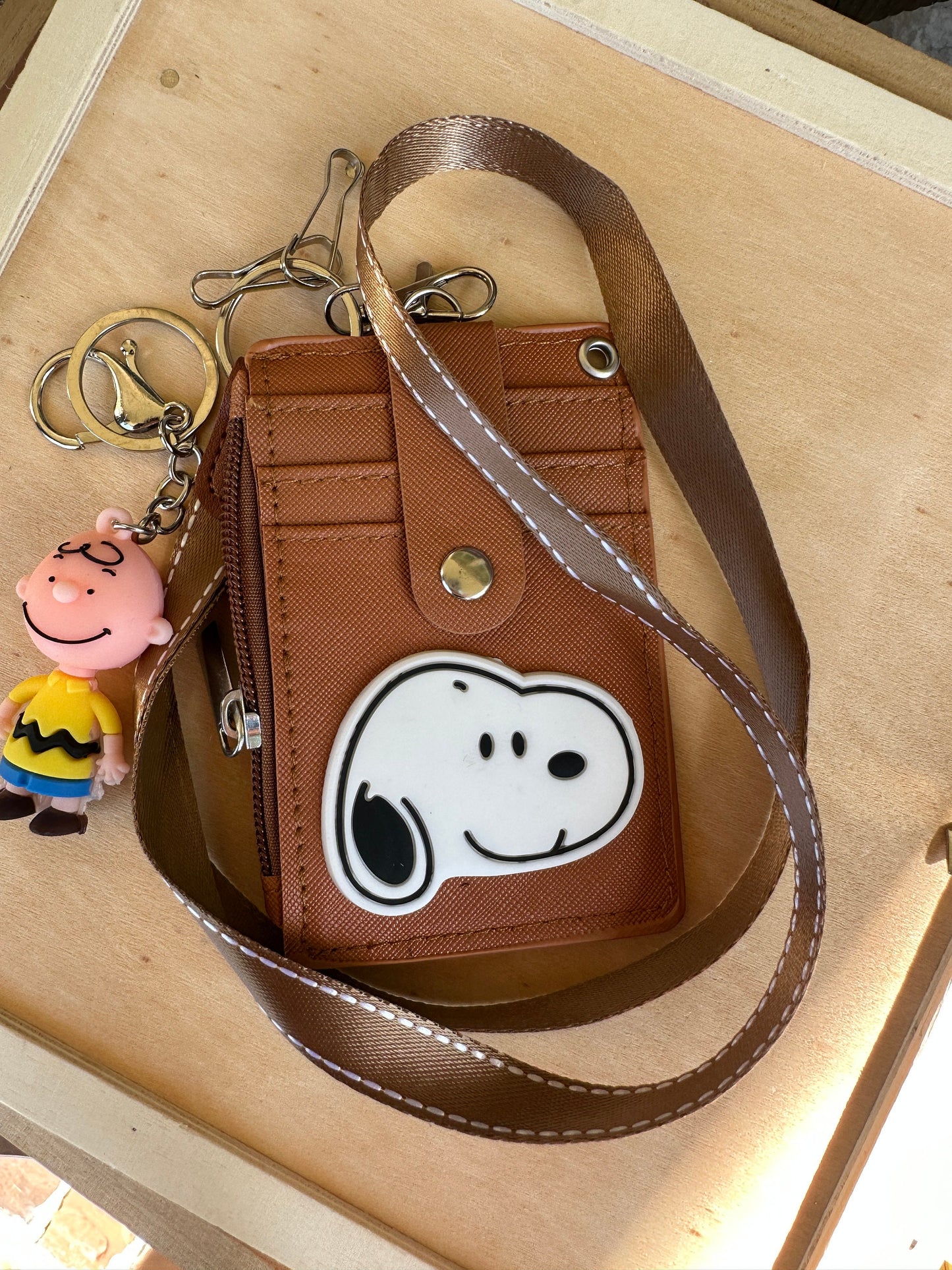 Snoopy Vegan Leather ID/Multi-Holder Carrier with Lanyard