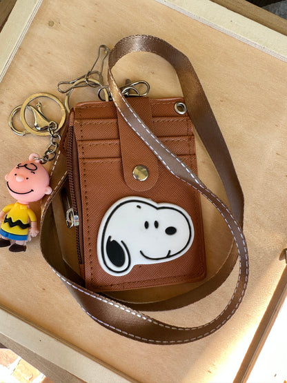 Snoopy Vegan Leather ID/Multi-Holder Carrier with Lanyard