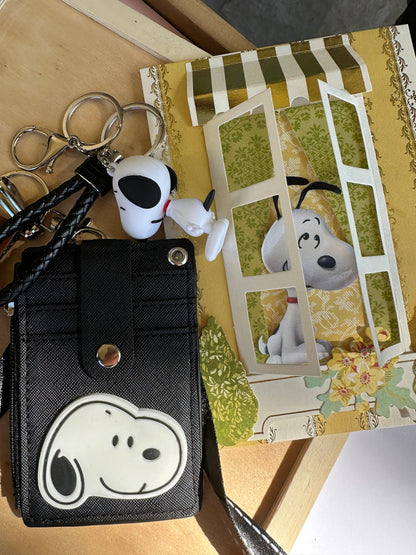 Snoopy Vegan Leather ID/Multi-Holder Carrier with Lanyard