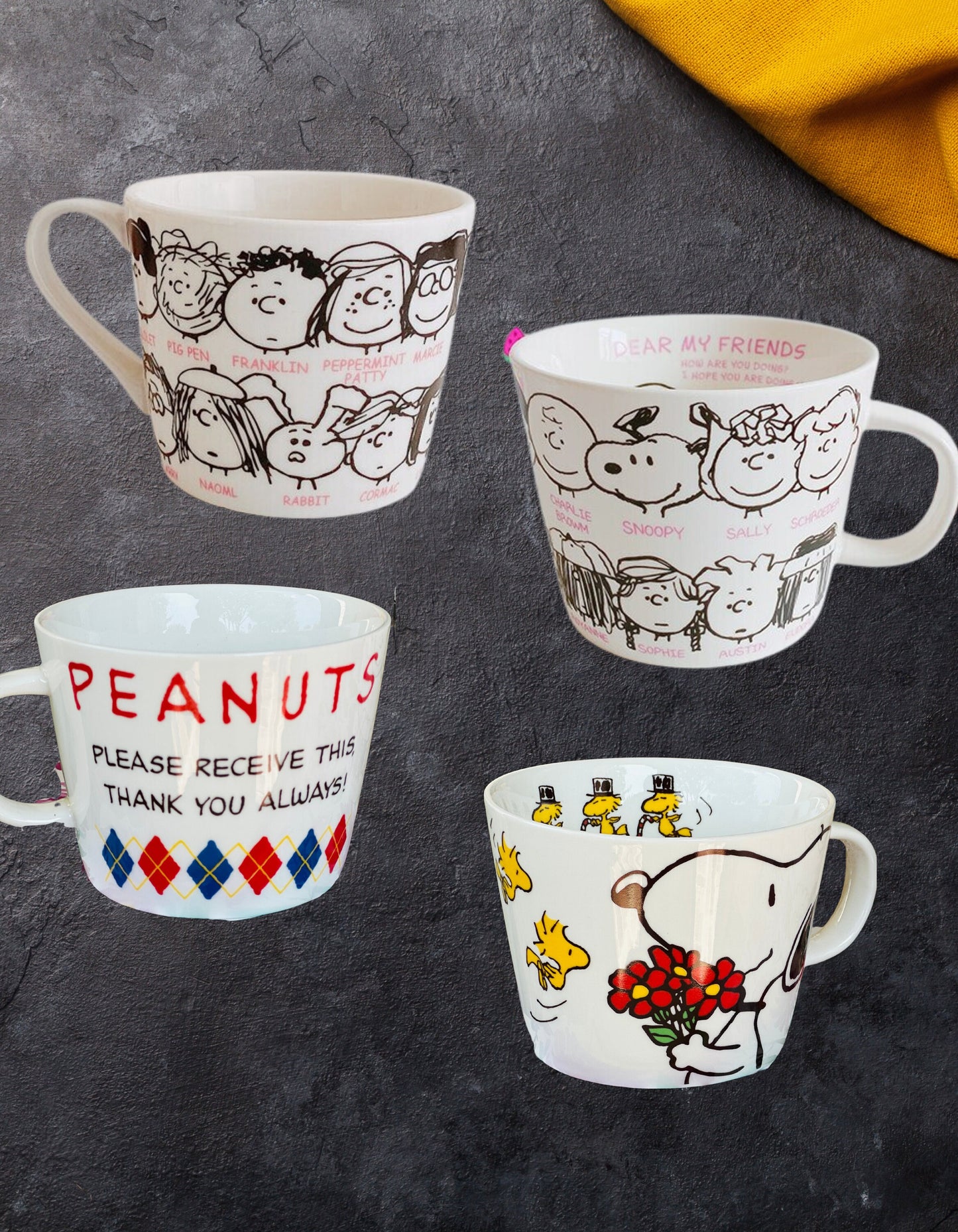 Snoopy Mug Collection 16 oz Coffee Mug - 2 Designs - My Dear Friend / Snoopy Thank You