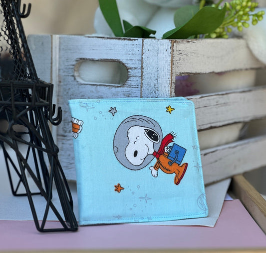 Space Snoopy Vintage one size wallet-Vintage print astronaut kids wallet- cotton wallet bifold wallet for kids