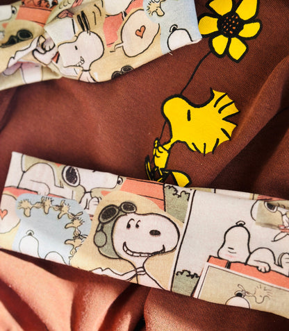 Stretchy Snoopy Headbands -Absorbed Sport Headband Soft Twist Knotted Headbands for Daily Life Unisex Vintage comfort knit fabric