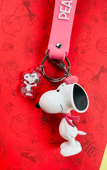 NEW Summer Collection - Snoopy and Friends Key Ring with Charm - Camper Snoopy / Sweet Belle - SnoopBe